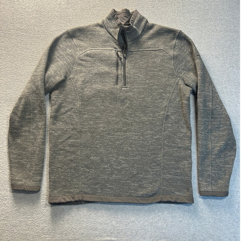 Eddie Bauer 1/4 Zip Sweater Mens Medium Heather Gray Fleece Pullover Outdoor